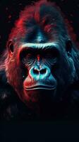 Gorilla Typography on Dark Background Generative AI photo