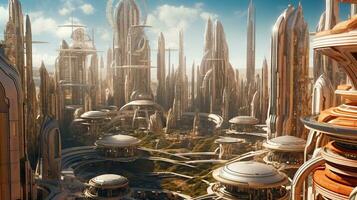 Advanced Alien Metropolis A Wonderful Landscape with High Texture Quality AI Generated photo