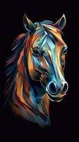 Abstract Horse on Dark Background Generative AI photo