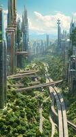Advanced Alien Metropolis A Wonderful Landscape with High Texture Quality AI Generated photo
