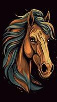 Cartoon Horse on Dark Background AI Generated photo