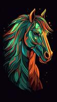 Cartoon Horse on Dark Background Generative AI photo