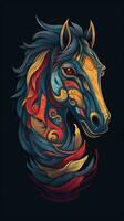 Cartoon Horse on Dark Background Generative AI photo