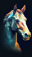 Dark Background Horse in Low Poly Style AI Generated photo