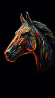 Vibrant Pop Art Horse on Dark Background AI Generated photo