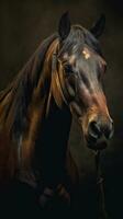 Realistic Horse on Dark Background AI Generated photo