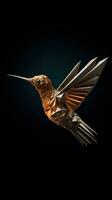 Origami Hummingbird on Dark Geometric Background Generative AI photo