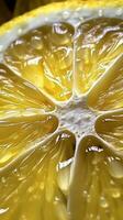 Extreme Macro CloseUp of a Wet Translucent Lemon Slice AI Generated photo