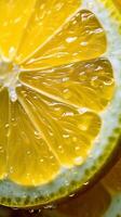 Vibrant Lemon Slice CloseUp with Extreme Macro Detail AI Generated photo