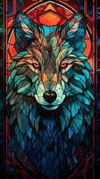 Stained Glass on Dark Background Generative AI photo