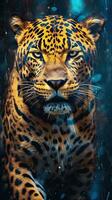 Abstract Jaguar on Dark Background Generative AI photo