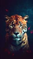 Low Poly Jaguar on Dark Background Generative AI photo