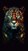 Low Poly Jaguar on Dark Background Generative AI photo