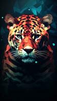 Low Poly Jaguar on Dark Background Generative AI photo