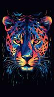 neón jaguar en oscuro antecedentes generativo ai foto