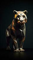 Origami Jaguar on Dark Background Generative AI photo