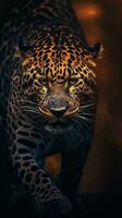 Silhouette of a Jaguar on Dark Background Generative AI photo