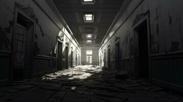 Bright Sketch of a School Corridor AI Generated photo