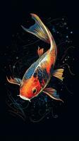 falla Arte koi pescado nadando en oscuro aguas generativo ai foto