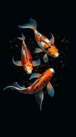 Minimalist Koi Fish Swimming in Dark Waters Generative AI photo