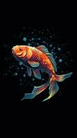 Pixelated Koi Fish Swimming in Focus Generative AI photo