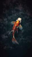 Realistic Koi Fish Swimming in Dark Waters Generative AI photo