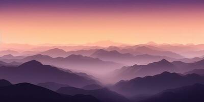 Golden Apricot and Deep Purple Minimalist Mountain Landscape Wallpaper AI Generated photo