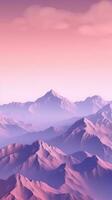 Pastel Pink and Lavender Minimalist Landscape Mountain Wallpaper AI Generated photo