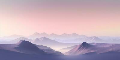 Pastel Pink and Lavender Minimalist Landscape Mountain Wallpaper AI Generated photo