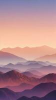 Soft Peach and Lavender Minimalist Mountain Landscape Wallpaper AI Generated photo