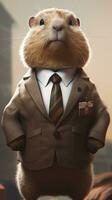 Lemming in Business Suit with Brown Accents in TundraThemed Office AI Generated photo