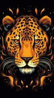 Leopard Cartoon Illustration on Dark Background Generative AI photo