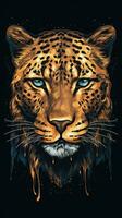 Leopard Cartoon Illustration on Dark Background Generative AI photo