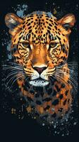 Leopard Cartoon Illustration on Dark Background Generative AI photo