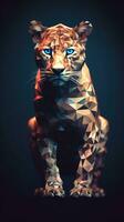 Low Poly Leopard on Dark Background Generative AI photo