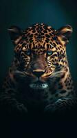 Minimalist Leopard on Dark Background Generative AI photo