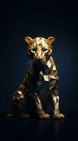 leopardo geométrico origami en oscuro antecedentes generativo ai foto