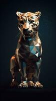 leopardo en geométrico origami estilo en oscuro antecedentes generativo ai foto