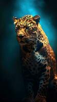 Leopard Silhouette on Dark Background Generative AI photo