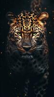 Vintage Leopard on Dark Background Generative AI photo