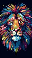 Abstract Lion on Dark Background Generative AI photo