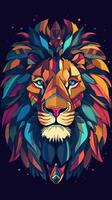 Roaring Lion in Bokeh Style on Dark Background Generative AI photo