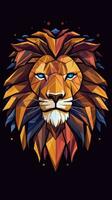 Minimalist Lion on Dark Background Generative AI photo