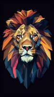 Low Poly Lion on Dark Background Generative AI photo