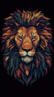 Roaring Lion Collage on Dark Background AI Generated photo