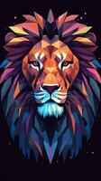 Low Poly Lion on Dark Background Generative AI photo