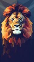 Low Poly Lion on Dark Background AI Generated photo