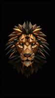 Origami Lion on Dark Background Generative AI photo