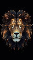 Roaring Typography Lion on Dark Background Generative AI photo