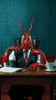 Lobster in a Business Suit in a SeaThemed Office AI Generated photo